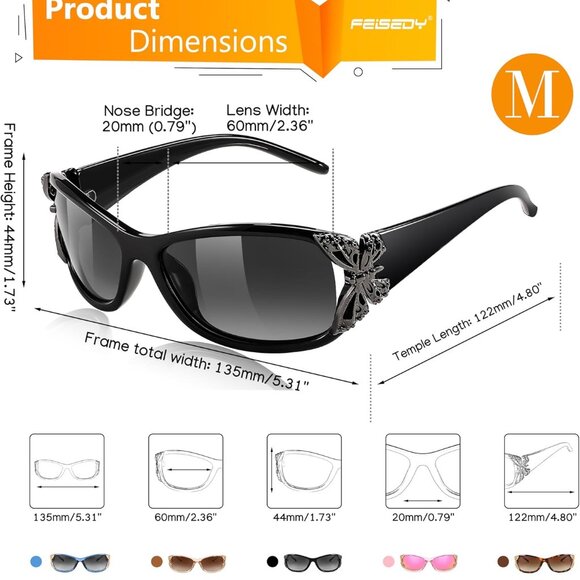 Trendy Polarized Y2K Sunglasses Wrap Around Butterfly Design Fashion Sunnies UV4 - Picture 5 of 8